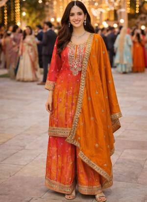  Looking These Party Wear Suit in Fine Colored Pair Plazzo With Dupatta.These Top,Bottom And Dupatta Are Chinon Fabricated.Its Beautified With Designer Heavy Mirror, Embroidery Work.