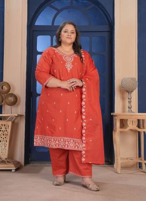 Garb These Beautiful Looking Readymade Plus Size Suits.These Top And Bottom Are Cotton And Dupatta Are Cotton Fabricated.Its Beautified With Disigner Embroidery Work.