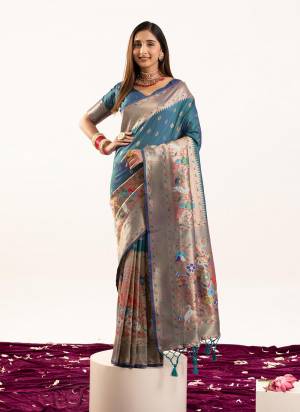 Looking These Festive Wear Saree in Fine Colored.These Saree And Blouse is Fabricated On Banarasi Silk.Its Beautified With Woven Jari Designer Meenakari Rich Paithani Pallu.