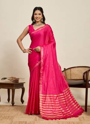 Garb This Party Wear Saree Paired With Blouse.This Saree And Blouse Are Soft Silk Fabric With Woven Jari Pallu Border Gala Designer. Buy This Pretty Saree Now.