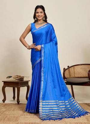 Garb This Party Wear Saree Paired With Blouse.This Saree And Blouse Are Soft Silk Fabric With Woven Jari Pallu Border Gala Designer. Buy This Pretty Saree Now.