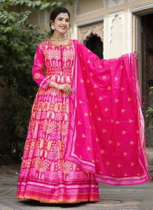 Attractive These Designer Readymade Gown With Dupatta in Fine Colored Pair.These Gown Are Fabricated On Dola Silk Pair With Chinon Dupatta.Its Beautified With Designer Digital Printed With Neck Hand Work.