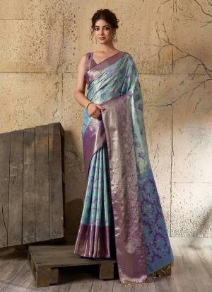 Looking This Party Wear Saree Paired With Blouse.This Saree And Blouse Are Soft Silk Fabric With Woven Jari Rich Pallu Designer. Buy This Pretty Saree Now.