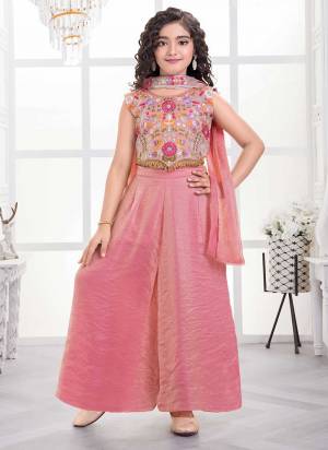 For A Designer Look,Grab These Kidswear Readymade Plazzo Suits in Fine Colored.These Top And Bottom Are Fabricated On Fendy Silk Pair With Fendy Dupatta.Its Beautified With Designer Multy Thread Embroidery Work.