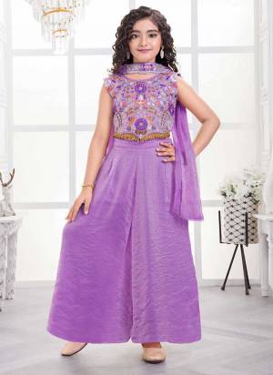 For A Designer Look,Grab These Kidswear Readymade Plazzo Suits in Fine Colored.These Top And Bottom Are Fabricated On Fendy Silk Pair With Fendy Dupatta.Its Beautified With Designer Multy Thread Embroidery Work.