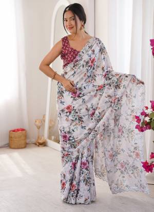 Garb These Party Wear Saree in Fine Colored.These Saree Are Chinon And Blouse is Chinon Fabricated.Its Beautified With Designer Digital Printed With Swarovski Cut Work Border.