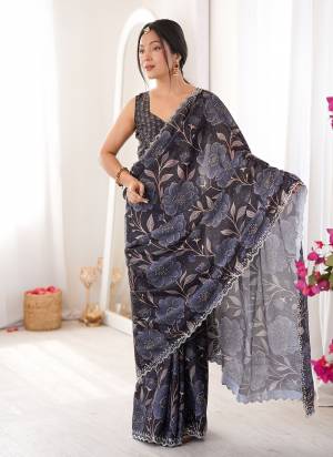 Garb These Party Wear Saree in Fine Colored.These Saree Are Chinon And Blouse is Chinon Fabricated.Its Beautified With Designer Digital Printed With Swarovski Cut Work Border.