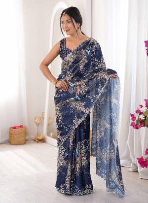 Garb These Party Wear Saree in Fine Colored.These Saree Are Chinon And Blouse is Chinon Fabricated.Its Beautified With Designer Digital Printed With Swarovski Cut Work Border.