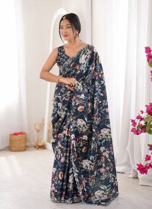 Garb These Party Wear Saree in Fine Colored.These Saree Are Chinon And Blouse is Chinon Fabricated.Its Beautified With Designer Digital Printed With Swarovski Cut Work Border.