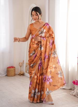 Garb These Party Wear Saree in Fine Colored.These Saree Are Chinon And Blouse is Chinon Fabricated.Its Beautified With Designer Digital Printed With Swarovski Cut Work Border.