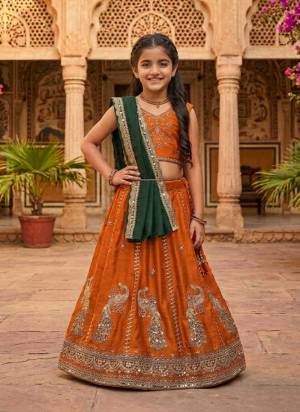 For A Designer Look,Grab These Kidswear Readymade Lehenga Choli in Fine Colored.These Lehenga And Choli Are Fabricated On Vichitra Silk Pair With Vichitra Silk Dupatta.Its Beautified With Designer Embroidery Work.