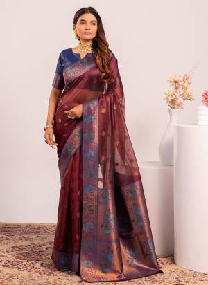 Attractive These Festive And Party Wear Saree in Fine Colored.These Saree And Blouse is Fabricated On Tissue Silk.Its Beautified With Woven Jari,Paithani Pallu Designer.