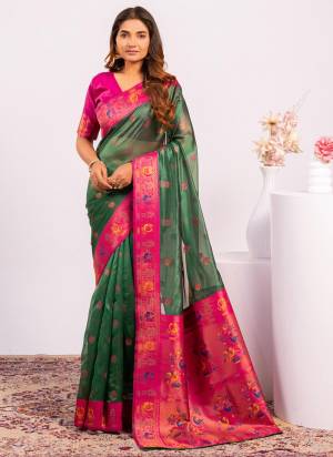 Attractive These Festive And Party Wear Saree in Fine Colored.These Saree And Blouse is Fabricated On Tissue Silk.Its Beautified With Woven Jari,Paithani Pallu Designer.