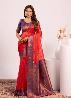 Attractive These Festive And Party Wear Saree in Fine Colored.These Saree And Blouse is Fabricated On Tissue Silk.Its Beautified With Woven Jari,Paithani Pallu Designer.