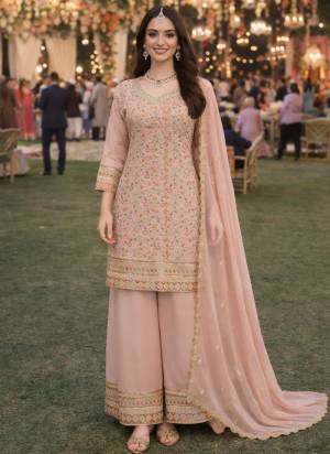 Attractive These Beautiful Looking Readymade Plazzo Suits.These Top And Dupatta Are Georgette And Bottom Are Georgette Fabricated.Its Beautified With Disigner Heavy Embroidery,Swarovski Work.