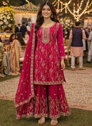 Attractive These Beautiful Looking Readymade Sharara Suits.These Top And Dupatta Are Fendy Silk And Bottom Are Fendy Silk Fabricated.Its Beautified With Disigner Heavy Embroidery,Cut Beads Work.