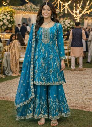 Attractive These Beautiful Looking Readymade Sharara Suits.These Top And Dupatta Are Fendy Silk And Bottom Are Fendy Silk Fabricated.Its Beautified With Disigner Heavy Embroidery,Cut Beads Work.