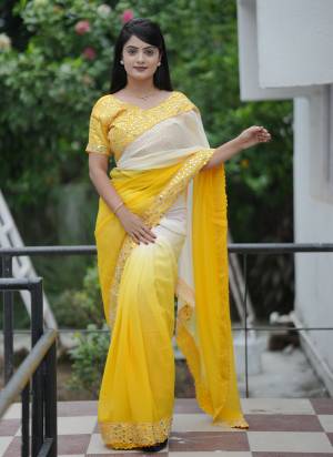 Looking These Party Wear Saree in Fine Colored.These Saree Are Faux Georgette And Blouse is Mono Diamond Fabricated.Its Beautified With Shaded Color With Designer Real Mirror Embroidery Work Lace Border And Blouse.