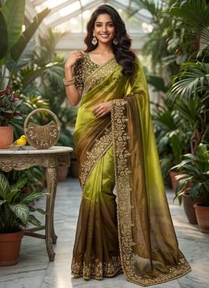 Looking These Party Wear Saree in Fine Colored.These Saree Are Fendy Chiffon And Blouse is Mono Diamond Fabricated.Its Beautified With Designer Jari,Thread,Sequance Embroidery Work.