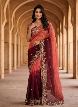 Looking These Party Wear Saree in Fine Colored.These Saree Are Fendy Chiffon And Blouse is Mono Diamond Fabricated.Its Beautified With Designer Jari,Thread,Sequance Embroidery Work.