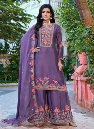 Attractive These Party Wear Free Size Stitched Plazzo Suit in Fine Colored Pair With Dupatta.These Top And Bottom Are Chinon And Dupatta Are Chinon And Pair With Crepe Inner.Its Beautified With Designer Multy Thread Embroidery Work.
