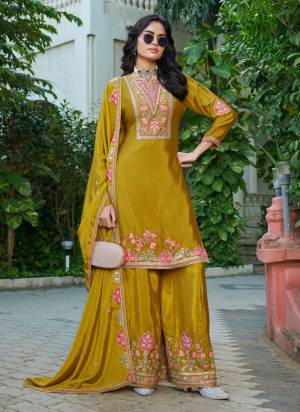 Attractive These Party Wear Free Size Stitched Plazzo Suit in Fine Colored Pair With Dupatta.These Top And Bottom Are Chinon And Dupatta Are Chinon And Pair With Crepe Inner.Its Beautified With Designer Multy Thread Embroidery Work.