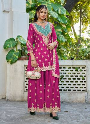 Attractive These Party Wear Free Size Stitched Plazzo Suit in Fine Colored Pair With Dupatta.These Top And Bottom Are Chinon And Dupatta Are Chinon And Pair With Crepe Inner.Its Beautified With Designer Multy Thread Embroidery Work.