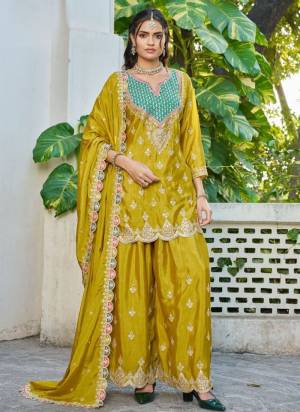 Attractive These Party Wear Free Size Stitched Plazzo Suit in Fine Colored Pair With Dupatta.These Top And Bottom Are Chinon And Dupatta Are Chinon And Pair With Crepe Inner.Its Beautified With Designer Multy Thread Embroidery Work.