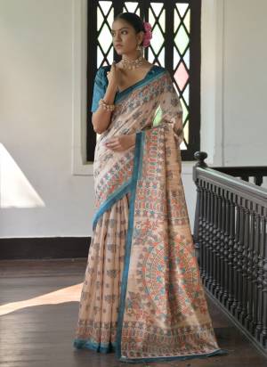 Attractive These Festive And Party Wear Saree in Fine Colored.These Saree And Blouse is Fabricated On Tussar Silk.Its Beautified With Traditional Madhubani Printed Designer.