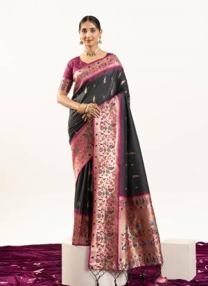 Garb These Festive And Party Wear Saree in Fine Colored.These Saree And Blouse is Fabricated On Banarasi Silk.Its Beautified With Traditional Paithani Meenakari Woven Designer.