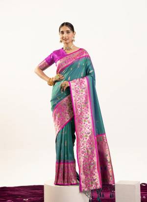 Garb These Festive And Party Wear Saree in Fine Colored.These Saree And Blouse is Fabricated On Banarasi Silk.Its Beautified With Traditional Paithani Meenakari Woven Designer.