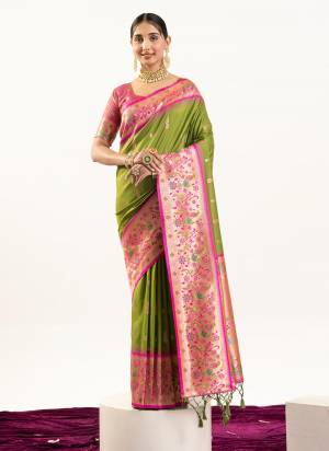 Garb These Festive And Party Wear Saree in Fine Colored.These Saree And Blouse is Fabricated On Banarasi Silk.Its Beautified With Traditional Paithani Meenakari Woven Designer.