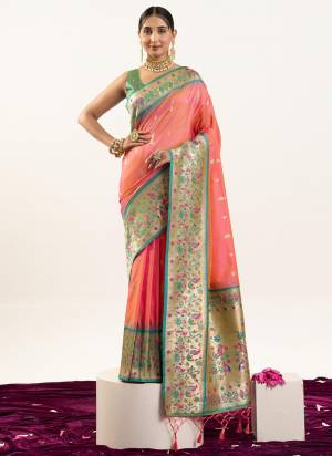 Garb These Festive And Party Wear Saree in Fine Colored.These Saree And Blouse is Fabricated On Banarasi Silk.Its Beautified With Traditional Paithani Meenakari Woven Designer.