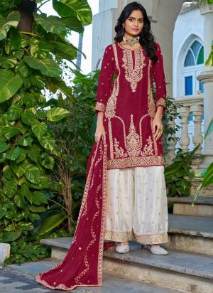 Attractive These Party Wear Free Size Stitched Plazzo Suit in Fine Colored Pair With Dupatta.These Top And Bottom Are Chinon And Dupatta Are Chinon And Pair With Crepe Inner.Its Beautified With Designer Embroidery Work.