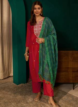 Garb These Suit in Fine Colored Pair With Bottom And Dupatta.These Top Are Silk Slub And Bottom Are Fabricated On Silk Slub Pair With Viscose Jacquard Dupatta.Its Beautified With Designer Embroidery Work.