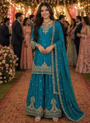  Looking These Party Wear Sharara Suit in Fine Colored Pair Sharara With Dupatta.These Top,Bottom And Dupatta Are Chinon Fabricated.Its Beautified With Designer Heavy Embroidery,Beads Work.