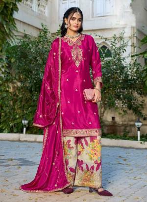 Attractive These Party Wear Free Size Stitched Plazzo Suit in Fine Colored Pair With Dupatta.These Top And Dupatta Are Chinon And Bottom Are Silk And Pair With Crepe Inner.Its Beautified With Designer Embroidery Work And Printed Botton.