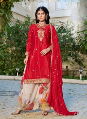 Attractive These Party Wear Free Size Stitched Plazzo Suit in Fine Colored Pair With Dupatta.These Top And Dupatta Are Chinon And Bottom Are Silk And Pair With Crepe Inner.Its Beautified With Designer Embroidery Work And Printed Botton.
