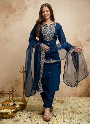 Looking These Suit in Fine Colored Pair With Bottom And Dupatta.These Top Are Chanderi And Bottom Are Fabricated On Chanderi Pair With Organza Dupatta.Its Beautified With Designer Embroidery Work.