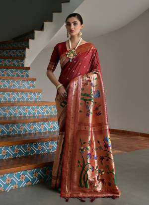 Garb These Festive And Party Wear Saree in Fine Colored.These Saree And Blouse is Fabricated On Banarasi Silk.Its Beautified With Traditional Paithani Meenakari Woven Designer.