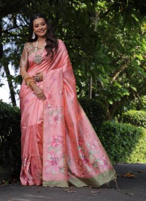Looking These Festive And Party Wear Saree in Fine Colored.These Saree And Blouse is Fabricated On Tussar Silk.Its Beautified With Designer Floral Printed.