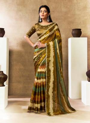 Look Attrective These Designer Party Wear Saree in Fine Colored.These Saree Are Two Tone Satin Silk And Blouse Are Brocade Jacquard is Fabricated.Its Beautified Desiger Printe,Embroidery,Pearl,Stone Work.