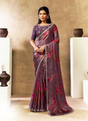 Look Attrective These Designer Party Wear Saree in Fine Colored.These Saree Are Two Tone Satin Silk And Blouse Are Satin Silk is Fabricated.Its Beautified Desiger Printe,Embroidery,Pearl,Stone Work.