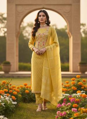 Garb These Disigner Suit in Fine Colored Pair With Bottom And Dupatta.These Top Are Simmer Jacquard And Dupatta Are Fabricated On Jacquard Jari Pair With Santoon Bottom.Its Beautified With Woven Designer Embroidery Work.