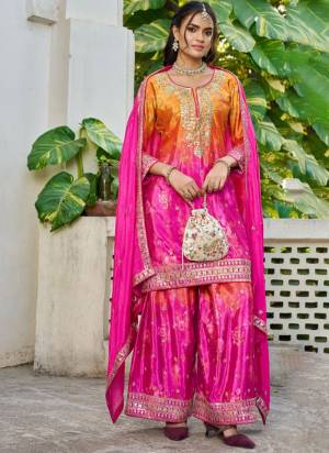 Attractive These Party Wear Free Size Stitched Plazzo Suit in Fine Colored Pair With Dupatta.These Top And Bottom Are Chinon And Dupatta Are Chinon And Pair With Crepe Inner.Its Beautified With Designer Embroidery Work.