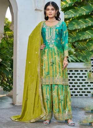 Attractive These Party Wear Free Size Stitched Plazzo Suit in Fine Colored Pair With Dupatta.These Top And Bottom Are Chinon And Dupatta Are Chinon And Pair With Crepe Inner.Its Beautified With Designer Embroidery Work.