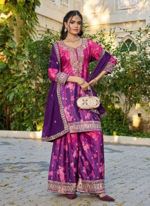 Attractive These Party Wear Free Size Stitched Plazzo Suit in Fine Colored Pair With Dupatta.These Top And Bottom Are Chinon And Dupatta Are Chinon And Pair With Crepe Inner.Its Beautified With Designer Embroidery Work.