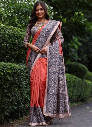 Looking These Festive And Party Wear Saree in Fine Colored.These Saree And Blouse is Fabricated On Tussar Silk.Its Beautified With Designer Madhubani Printed.