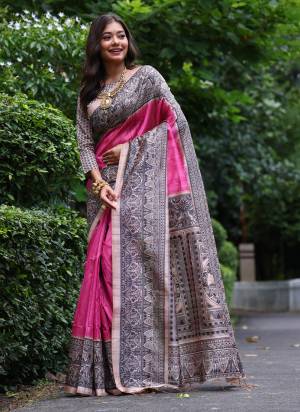 Looking These Festive And Party Wear Saree in Fine Colored.These Saree And Blouse is Fabricated On Tussar Silk.Its Beautified With Designer Madhubani Printed.