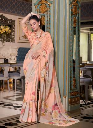 Garb These Festive And Party Wear Saree in Fine Colored.These Saree And Blouse is Fabricated On Georgette.Its Beautified With Designer Digital Printed With Pearl Lace Border.